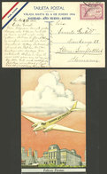 ARGENTINA: Special New Year Greeting Card Of Air France, Sent From Buenos Aires To Germany On 16/DE/1933 With Reduced Po - Prefilatelia