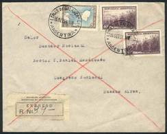 ARGENTINA: REGISTERED Cover FRANKED WITH $1.80, Sent To Buenos Aires On 15/SE/1951, With Rare Cancel Of LOMAS DE GALARZA - Prefilatelia