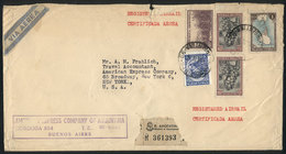 ARGENTINA: Registered Airmail Cover Sent From Buenos Aires To New York In AU/1952, Franked With 21.60P. Including A Vert - Vorphilatelie