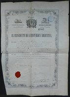 ARGENTINA: Beatiful SHIP'S REGISTRATION CERTIFICATE Of 50 Pesos Plata, Of The Brig "Germania", Dated 2/JUN/1864 And Sign - Altri & Non Classificati