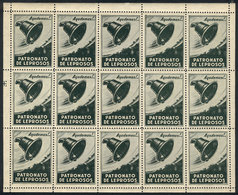 ARGENTINA: INSTITUTE OF LEPROSY: Rare Complete Sheet Of 15 Labels, MNH, Excellent Quality! - Other & Unclassified