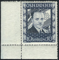 AUSTRIA: Sc.380, 1936 Engelbert Dollfuss 10S., Corner Single, Unmounted, Absolutely Fresh And Of Excellent Quality, Rare - Otros & Sin Clasificación