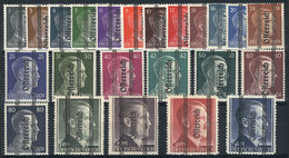 AUSTRIA: Scott 405/423 + 428/431, 1945 Hitler Overprinted, 1Pf. To 80Pf. With "thick" Overprint Of 18mm, And The 4 High  - Other & Unclassified