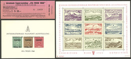 AUSTRIA: 1968 Philatelic Exhibition, Lot Of Cinderellas, Souvenir Sheet And Entrance Ticket, Interesting! - Sonstige & Ohne Zuordnung