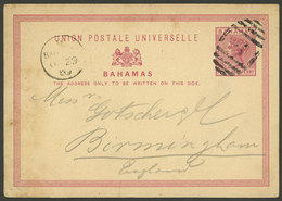 BAHAMAS: 1½p. Postal Card Sent From Nassau To England On 29/OC/1889, Very Nice! - Bahamas (1973-...)