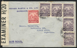 BARBADOS: Cover Sent To Buenos Aires On 5/NO/1943, With Nice Postage And Censored, VF Quality! - Barbados (1966-...)