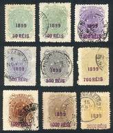 BRAZIL: Sc.151/8 + 154a, 1899 Surcharged, Complete Set Of 8 Values + 500R. Lilac-gray, Used (the 500R. Value Is Mint), V - Sonstige & Ohne Zuordnung