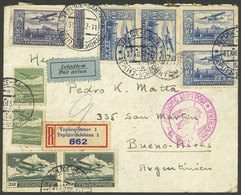 CZECHOSLOVAKIA: 31/DE/1937 Teplice-Sanov - Argentina, Registered Airmail Cover (by Germany DLH, Rose Handstamp) With Spe - Otros & Sin Clasificación