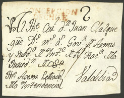 CHILE: Circa 1800: Front Of Folded Cover Sent To Valdivia, With 2-line Mark "CONCEPCION DE CHILE", Excellent Quality!" - Cile