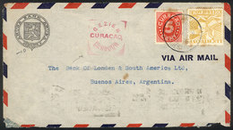 CURACAO: Airmail Cover Sent From Oranjestad (Aruba) To Buenos Aires On 7/MAR/1941 Franked With 35c., Interesting Censor  - Curazao, Antillas Holandesas, Aruba