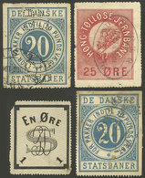 DENMARK: 4 Old Labels For Parcel Posts, With Defects, Interesting! - Otros & Sin Clasificación