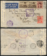 EGYPT: Airmail Cover Sent To Argentina On 24/AU/1944, With Violet Transit Backstamp Of Brazil, Censor Marks, VF Quality! - Other & Unclassified