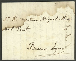 SPAIN: Long Entire Letter (several Pages!) Sent From Cádiz To Buenos Aires On 31/AU/1830, Without Postal Markings But Wi - ...-1850 Préphilatélie