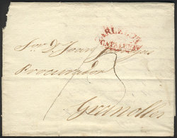 SPAIN: Entire Letter Sent From Barcelona To Granolles On 20/MAR/1841, With The Red Mark "BARCELONA - CATALUNIA", Very Ni - ...-1850 Prephilately