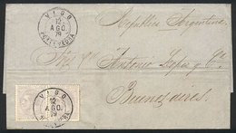 SPAIN: Entire Letter Sent From Vigo To Buenos Aires On 12/AU/1879 Franked With Pair Sc.246 (50c.), VF Quality! - ...-1850 Prefilatelia