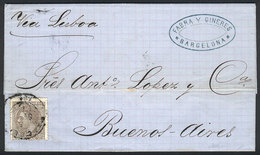 SPAIN: Entire Letter Sent From Barcelona To Buenos Aires On 7/SE/1880 Franked With 40c. (Sc.247), VF Quality! - ...-1850 Préphilatélie