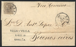 SPAIN: Entire Letter Sent From Coruña To Buenos Aires On 6/AU/1879 Franked With 40c. (Sc.247), VF Quality! - ...-1850 Prefilatelia