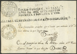 SPAIN: REVENUE-STAMPED PAPER: Top Half Of A Revenue Stamped Page Of The Year 1802, VF Quality! - Revenue Stamps