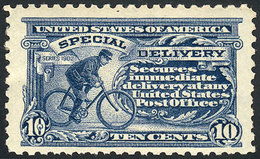 UNITED STATES: Sc.E9, 1914 10c. Ultramarine, Letter Watermark And Perf 10, VF Quality, Catalog Value US$190. - Special Delivery, Registration & Certified