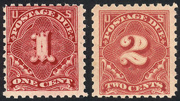UNITED STATES: Sc.J52 + J53a, 1014 1c. Carmine Lake And 2c. Light Rose, Both With Letters Watermark And Perf 10, MNH, Ex - Franqueo