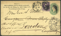 UNITED STATES: Cover Sent From New York To London On 15/OC/1891 And From There Forwarded To VENTON, Arrival Backstamp Of - Sonstige & Ohne Zuordnung