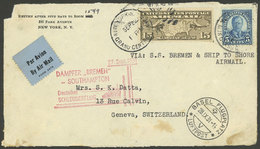 UNITED STATES: 22/SE/1931 New York - Switzerland, Cover Front Carried On Airplane Catapulted From Ship Bremen, With Spec - Otros & Sin Clasificación