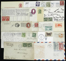 UNITED STATES: Varied Lot Of 18 Covers, Cards, Postal Stationery, Etc., Most Used, Interesting! - Other & Unclassified