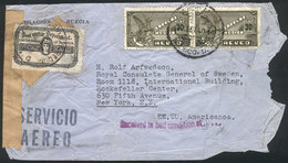 UNITED STATES: Airmail Cover Sent From Mexico To New York On 30/SE/1940, With Violet Mark "Received In Bad Condition..." - Otros & Sin Clasificación