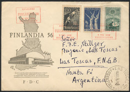 FINLAND: Cover Sent To Argentina On 7/JUL/1956, With Special Cancel Of The Finlandia 56 Philatelic Expo, Nice Postage, V - Autres & Non Classés