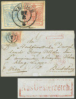 HUNGARY: Large Part Of A Folded Cover Sent From VERÖCE To Bückeburg On 27/AU/1850, Franked With 12Kr., Very Fine Quality - Otros & Sin Clasificación