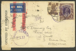 INDIA: Airmail Cover Sent In 1944 By An Officer At The War Front To Argentina, Censored, With Arrival Backstamp Of Bueno - Sonstige & Ohne Zuordnung