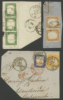 ITALY: 3 Old Fragments Of Folded Covers With Nice Postages And Varied Cancels, VF General Quality! - Sardinien