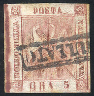 ITALY: Sc.4, 1858 5G. With COMPLETE DOUBLE IMPRESSION Var., Used, Good Example, Rare! - Nápoles