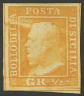 ITALY: Sc.10g, 1859 ½G. Orange (Palermo Printing), Mint, Very Fresh And Attractive! - Sicilië