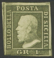 ITALY: Sc.12i, 1859 1Gr. Olive Green (Palermo Printing), Mint, Very Fresh And Attractive! - Sicile