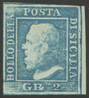 ITALY: Sc.13g, 1859 2Gr. Blue (Palermo Printing), Mint, Very Fresh And Attractive! - Sicily