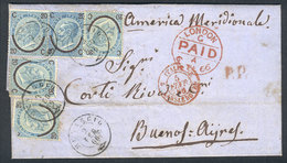 ITALY: 2/FE/1866 MENAGGIO - Argentina: Entire Letter Franked By Sc.34b (Sa.23) X5, Datestamp Of Menaggio, Sent By Englis - Sin Clasificación