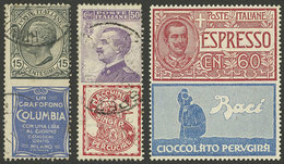 ITALY: 3 Stamps With ADVERTISING Tabs, One Mint With Tiny Hinge Mark And 2 Used, Very Fine Quality! - Lotti E Collezioni