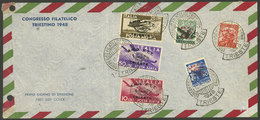 ITALY - TRIESTE: Set Of Philatelic Congress Of 1948 On FDC Covers, With Crease (not Affecting The Stamps) And Filing Hol - Altri & Non Classificati