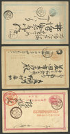 JAPAN: 3 Old Used Postal Cards With Interesting And Attractive Cancels, Minor Defects, Very Nice! - Other & Unclassified