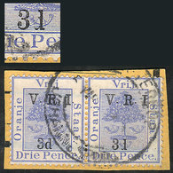 ORANGE RIVER: Sc.48d, Pair On Fragment, One With Incomplete Overprint (I Instead Of D), VF Quality! - Otros & Sin Clasificación