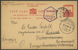 PALESTINE: Postal Card Sent From Tel Aviv To Switzerland On 10/NO/1939, Censored, Very Nice! - Palästina