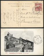 SAN MARINO: Postcard With Nice View ("Le Tre Torri") Franked With 10c. And Sent To Buenos Aires On 16/FE/1913, VF Qualit - Other & Unclassified