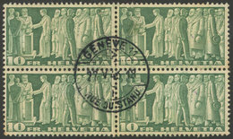 SWITZERLAND: Sc.305, 1945 Pax 10Fr., Used Block Of 4, Very Fine Quality! - Other & Unclassified