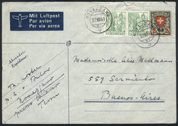 SWITZERLAND: Airmail Cover Sent From NOVAZZANO To Buenos Aires On 27/AU/1941 Franked With 2.70Fr., Very Nice! - Other & Unclassified