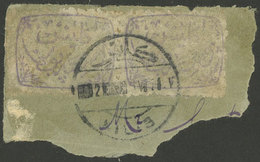 TURKEY: Michel 753, 1921 Kilis Provisional Printed On Cigarette Paper, Horizontal Pair On Fragment With Billingual KILIS - Sonstige & Ohne Zuordnung