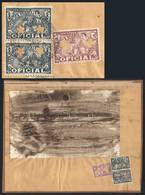 URUGUAY: Large Fragment Of Parcel Post Cover Sent To Belgium On 23/JUN/1914, Franked By Pair Sc.O113 With Two Star Punch - Uruguay