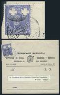 URUGUAY: Wrapper Sent To Belgium, Franked By Sc.O120 With Two Clover Punch Holes, VF Quality, Rare! - Uruguay