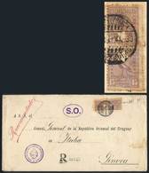 URUGUAY: Registered Cover Sent To Italy On 20/NO/1930, Franked By Pair Of Regular Mail Stamps Sc.293 With A Star Punch H - Uruguay