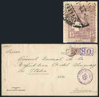 URUGUAY: Cover Sent To Italy On 23/MAR/1931, Franked By A Regular Mail Stamp Sc.293 With A Clover Punch Hole, VF Quality - Uruguay